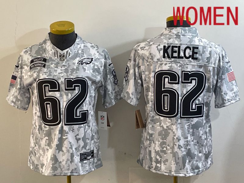 Women Philadelphia Eagles #62 Kelce Nike Arctic Camo 2024 Salute to Service Limited NFL Jersey style 1->philadelphia eagles->NFL Jersey